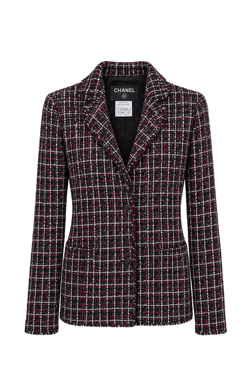1990s Black Tweed Blazer - Front View