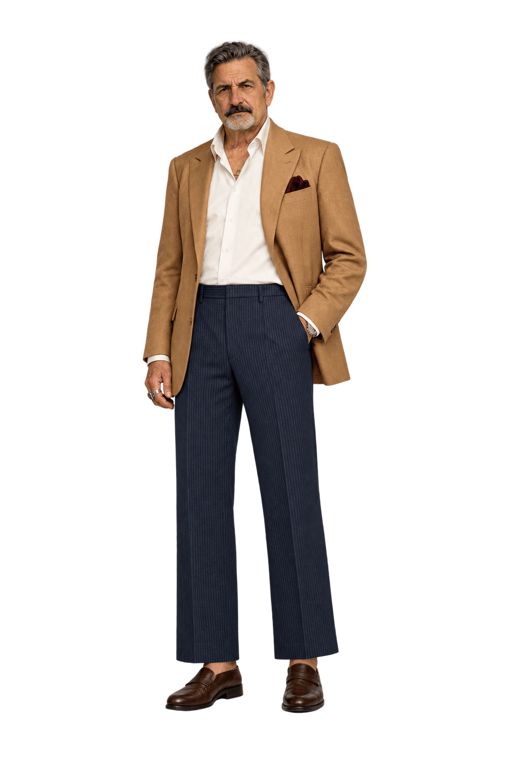 1980s Dark Navy Blue Woven Fabric Trousers - Model