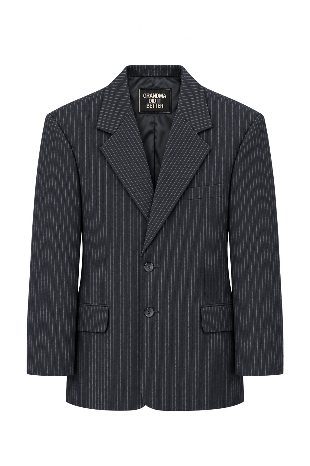 1980s Near-Black Navy Wool Blazer - Front View