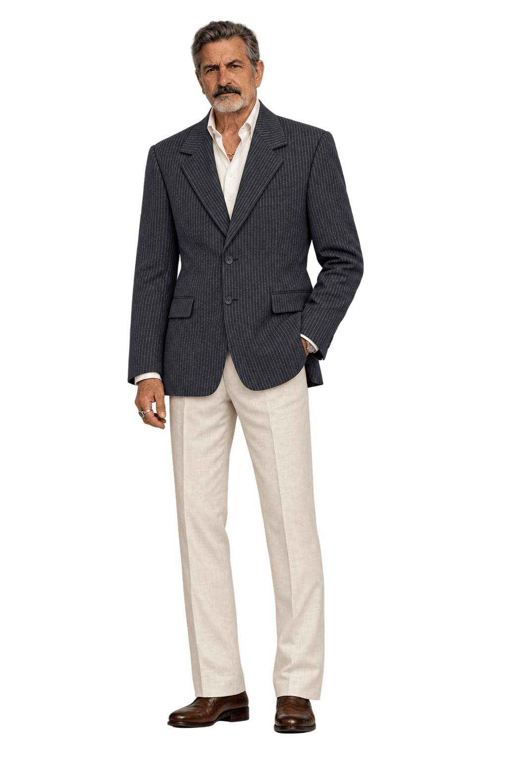 1980s Near-Black Navy Wool Blazer - Model