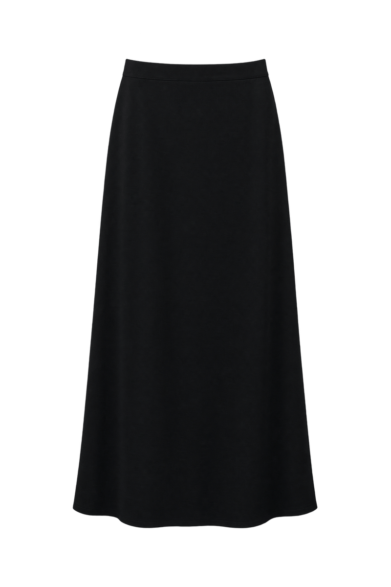 1990s Black Unverified Woven Skirt - Front View