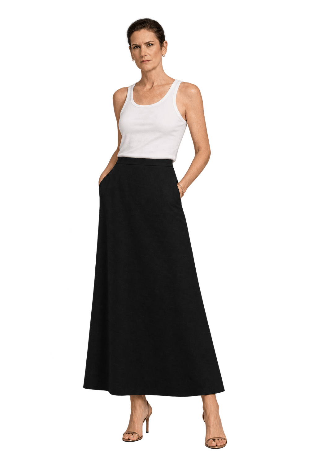 1990s Black Unverified Woven Skirt - Model