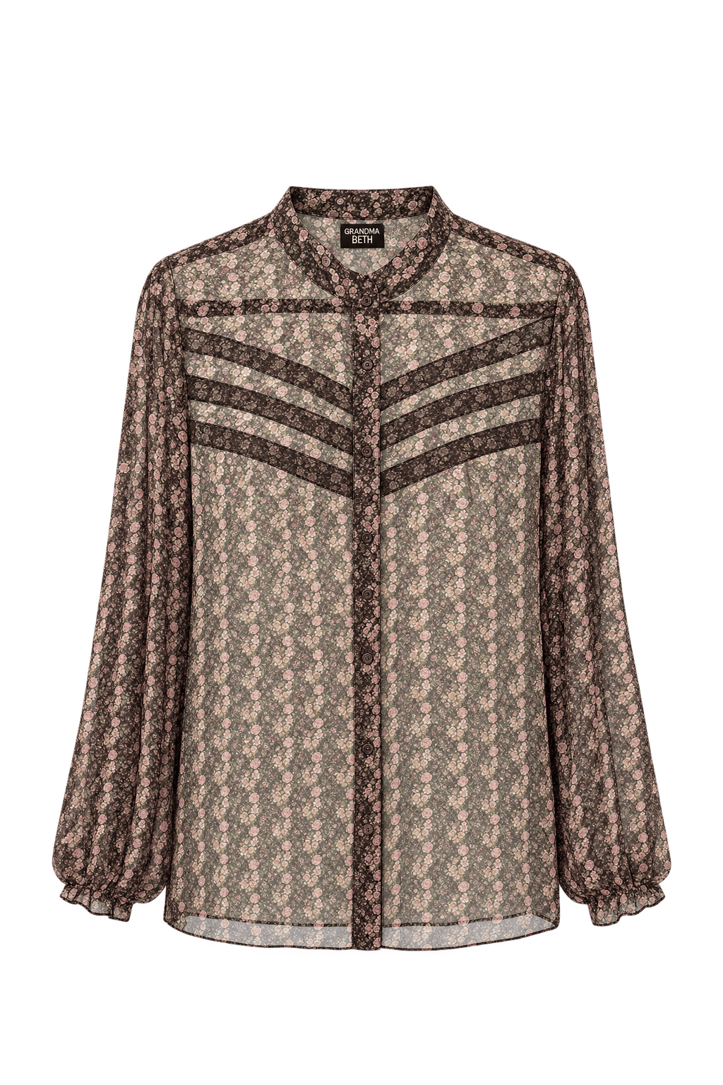 1980s Dark Brown Sheer Woven Blouse - Front View