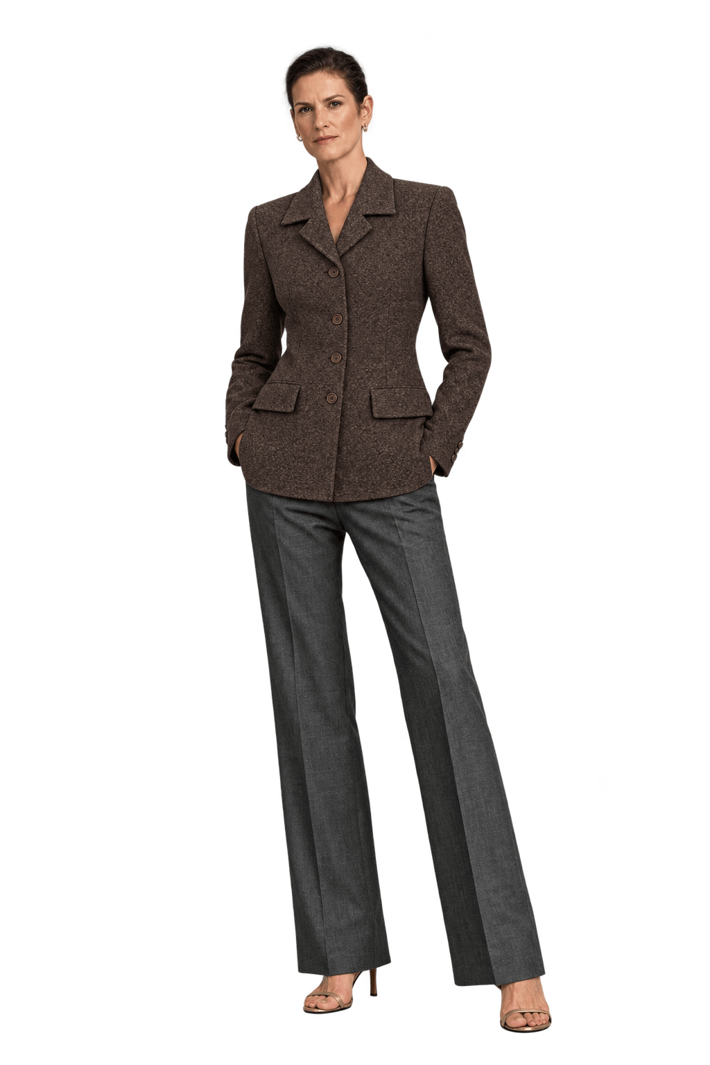 1990s Chocolate Brown Wool Blazer - Model