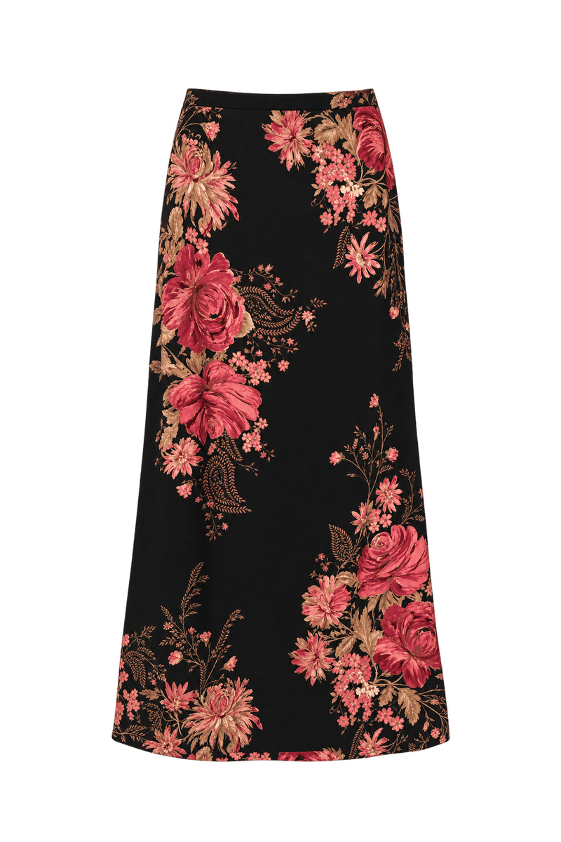 1980s Black Woven Skirt - Front View