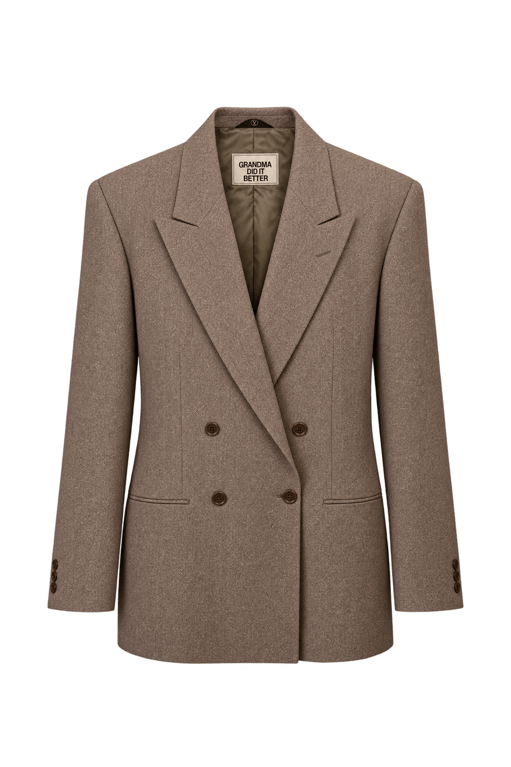 1990s Warm Tan Brown Woven Blazer - Front View