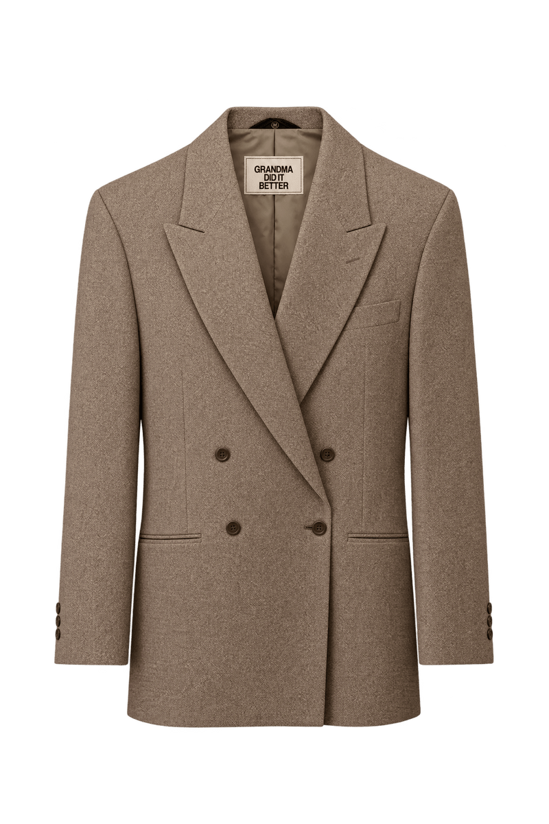 1980s Camel Tan Woven Blazer - Front View