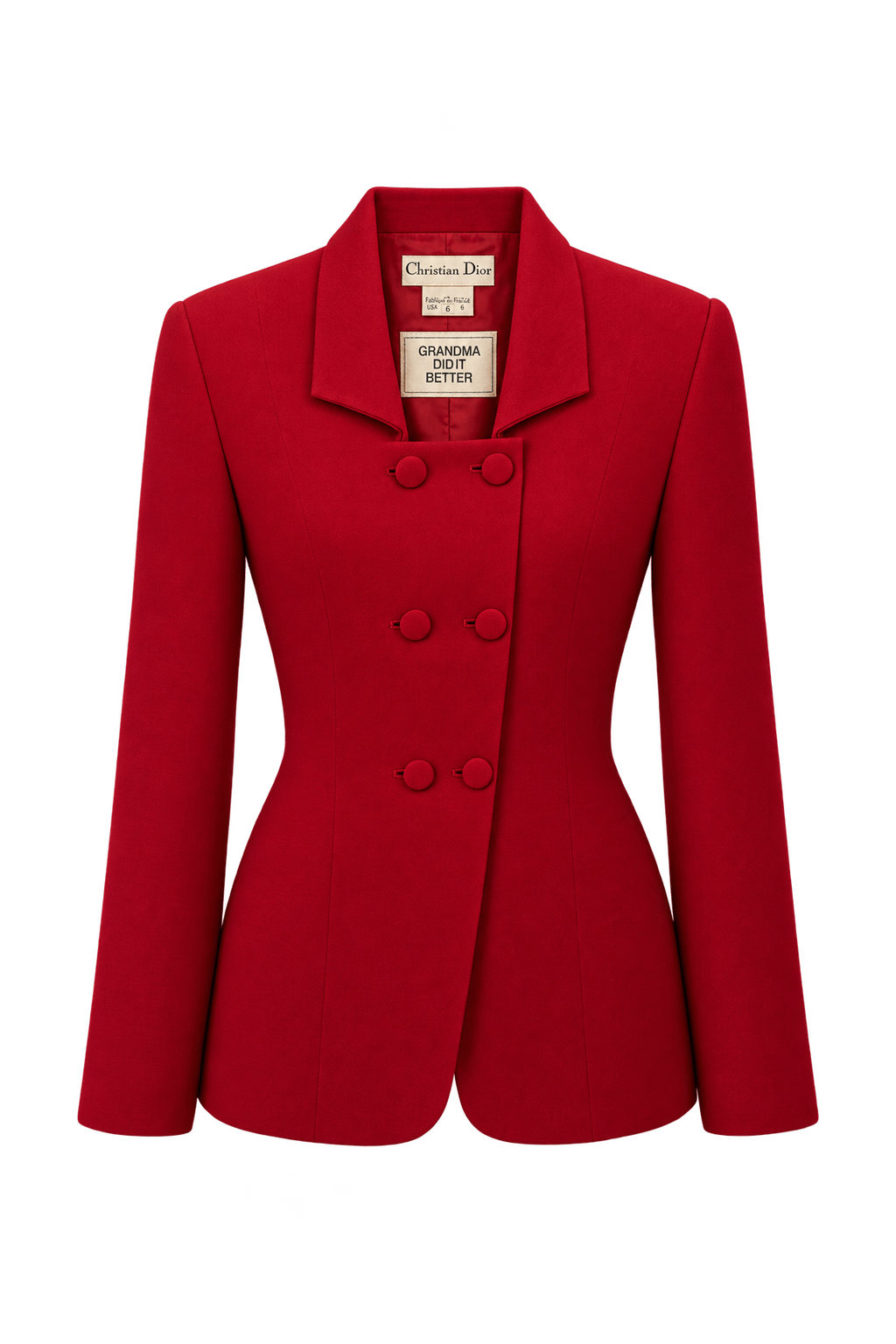 1980s Vivid Crimson Red Woven Blazer - Front View