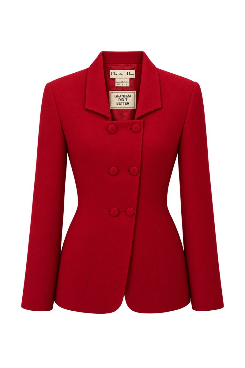 1980s Vivid Crimson Red Woven Blazer - Front View