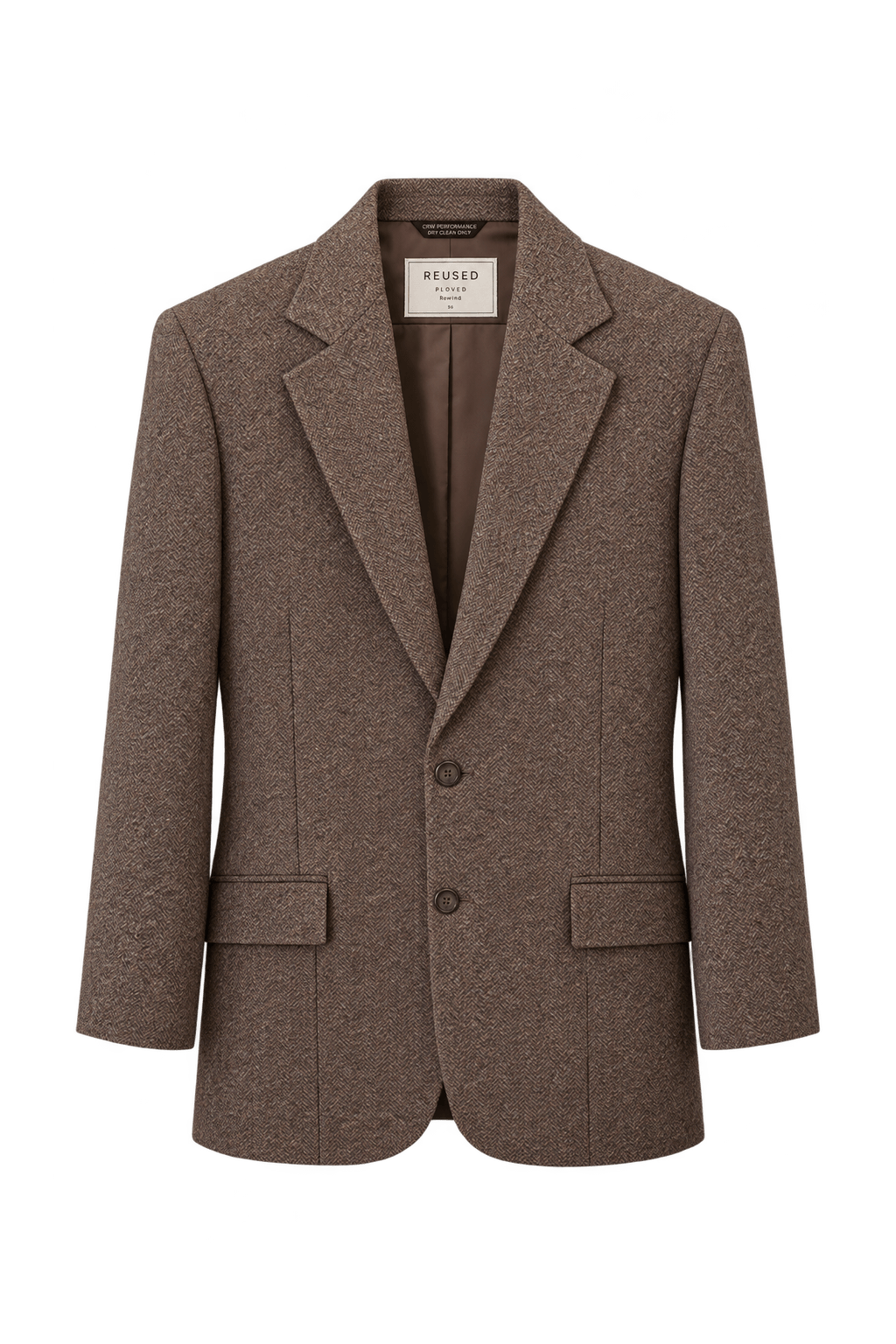 1970s Warm Brown Woven Blazer - Front View