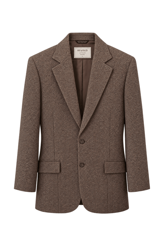 1970s Warm Brown Woven Blazer - Front View