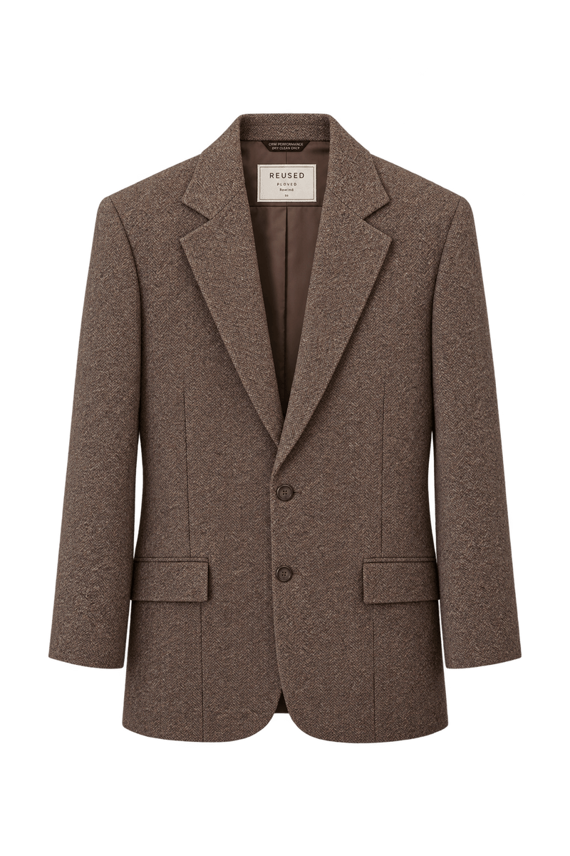 1970s Warm Brown Woven Blazer - Front View