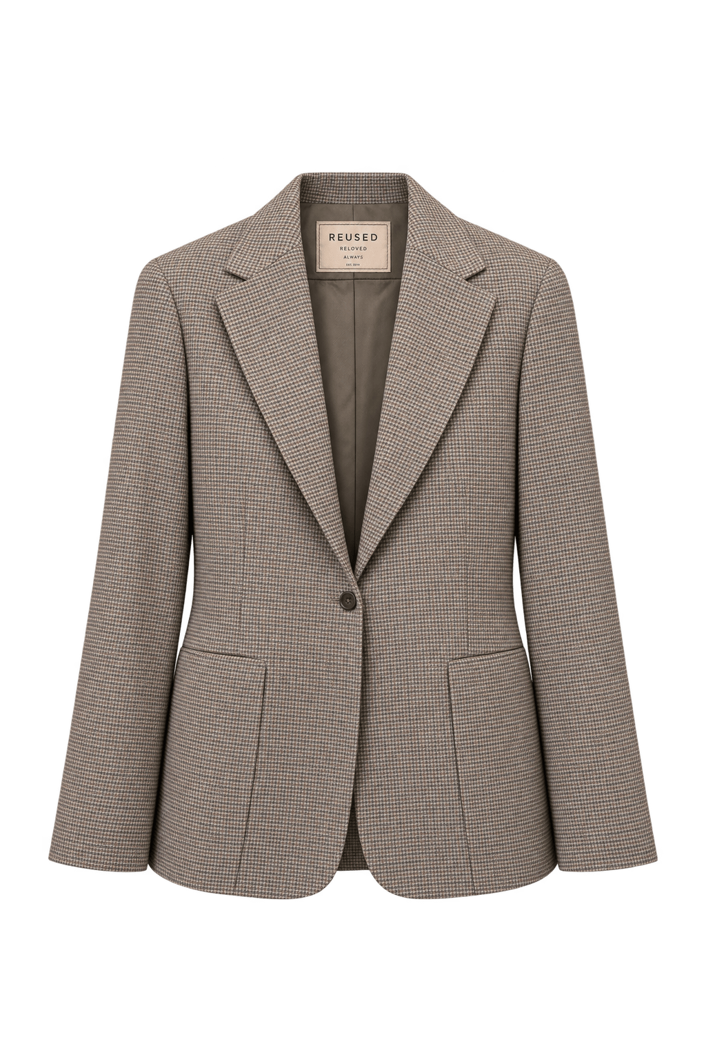 1990s Taupe Brown Wool Blazer - Front View