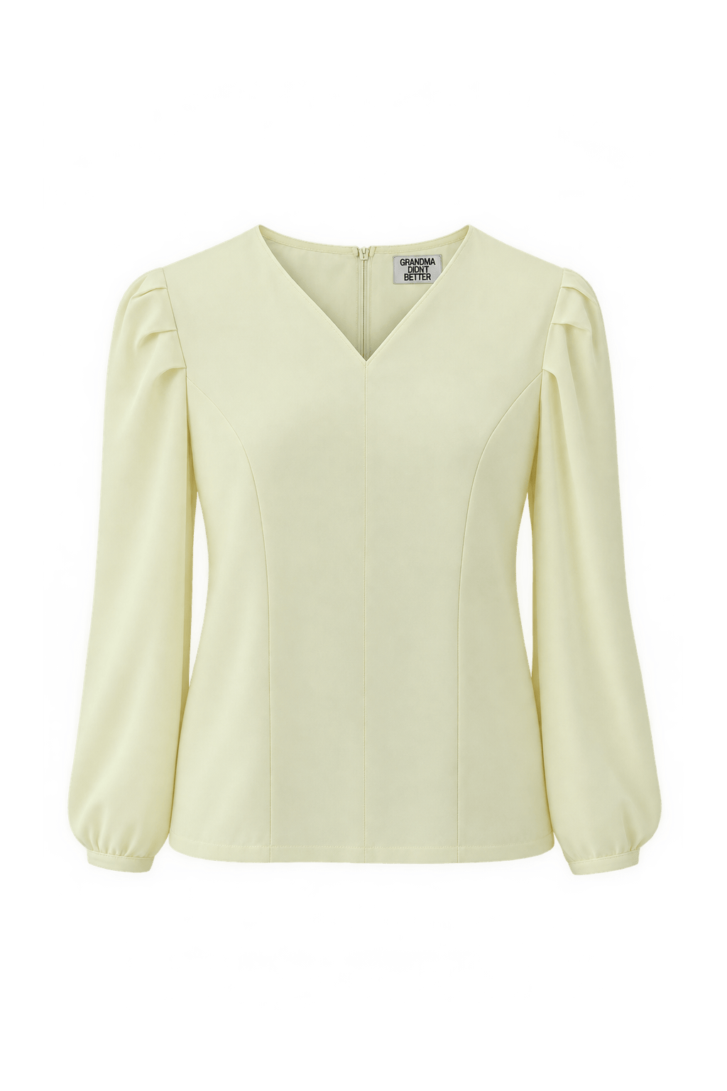 1980s Pale Butter Yellow Woven Blouse - Front View