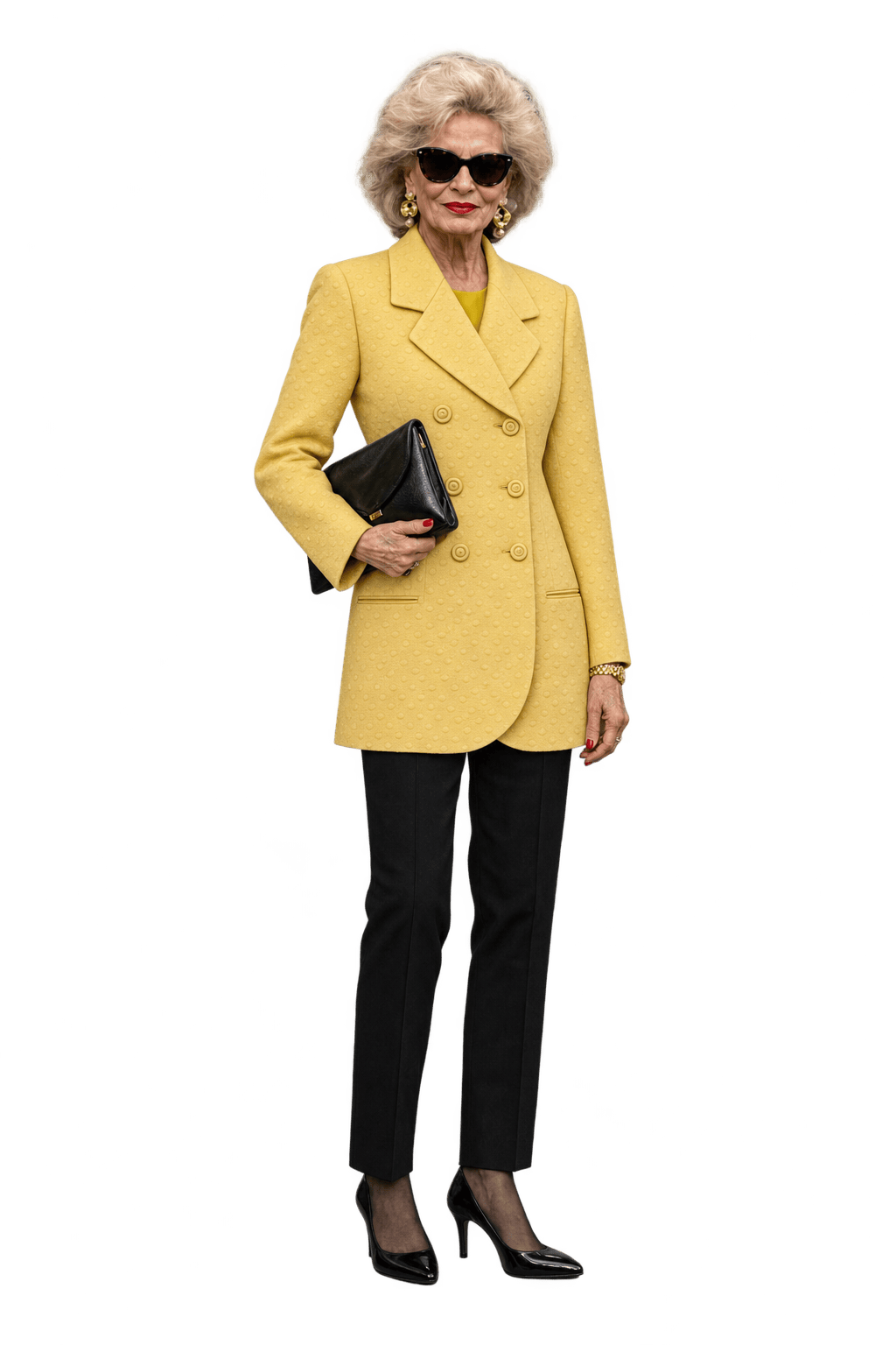 1980s Warm Golden Yellow Woven Jacquard Blazer - Model