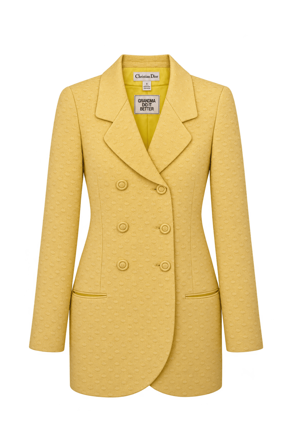 1980s Warm Golden Yellow Woven Jacquard Blazer - Front View