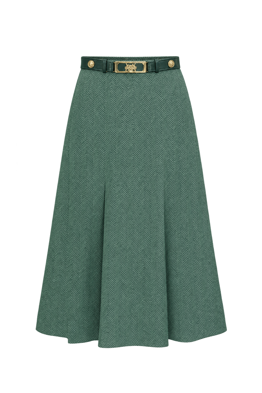 1980s Charcoal Gray Woven Skirt - Front View