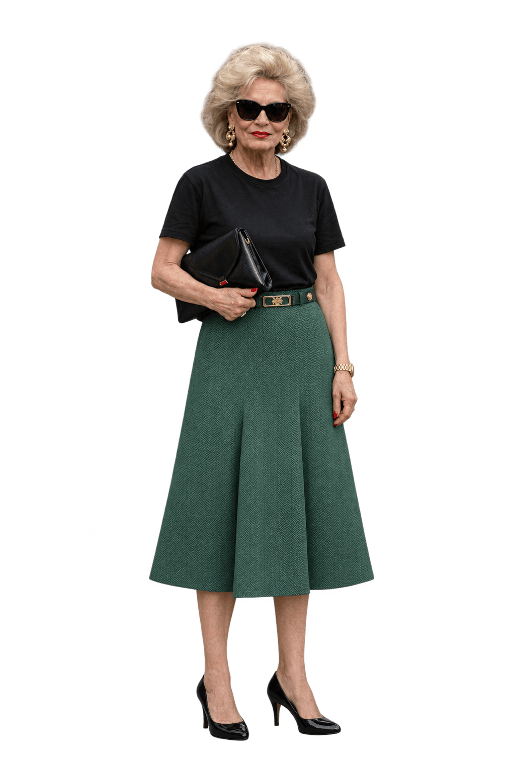 1980s Charcoal Gray Woven Skirt - Model