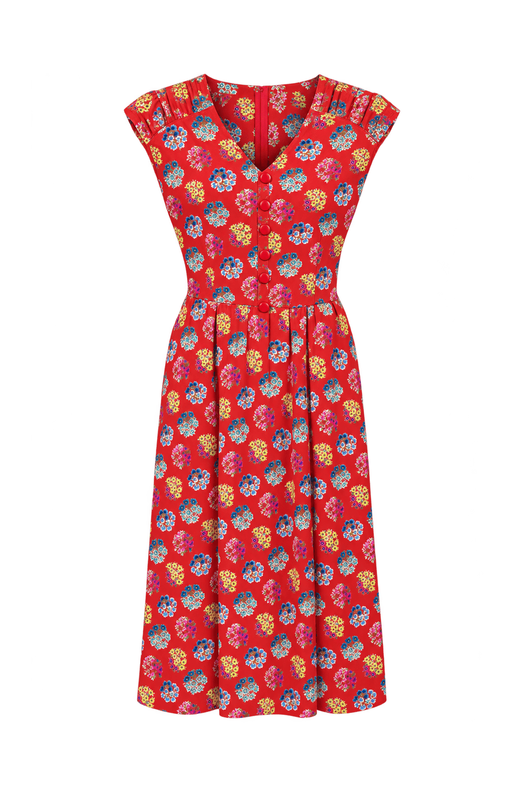 1980s Rust Red Woven Dress - Front View