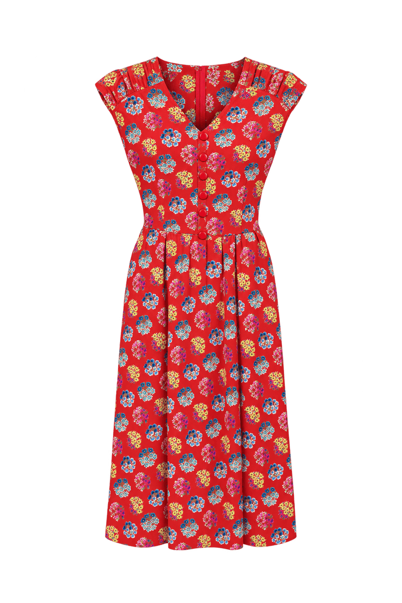 1980s Rust Red Woven Dress - Front View