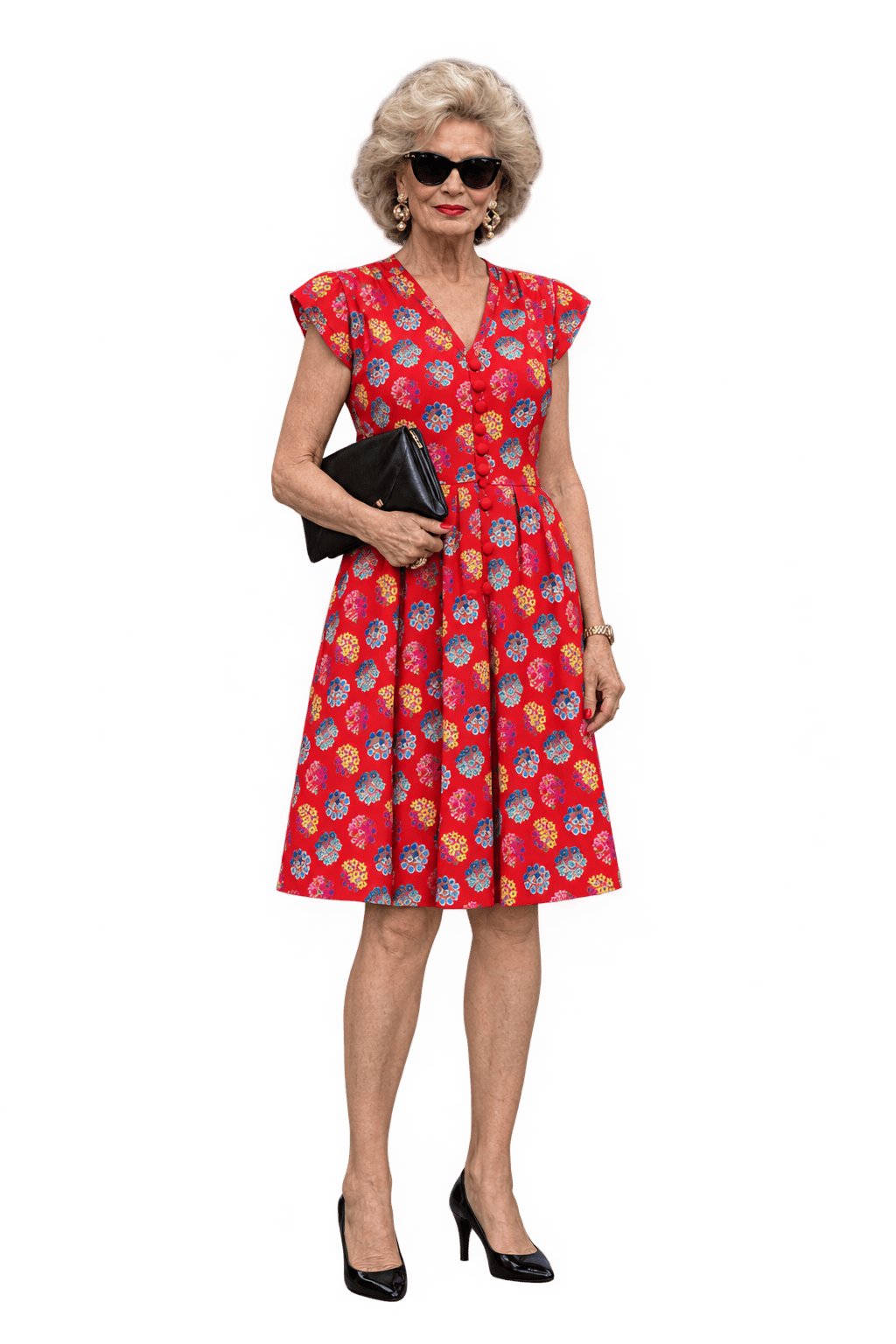 1980s Rust Red Woven Dress - Model