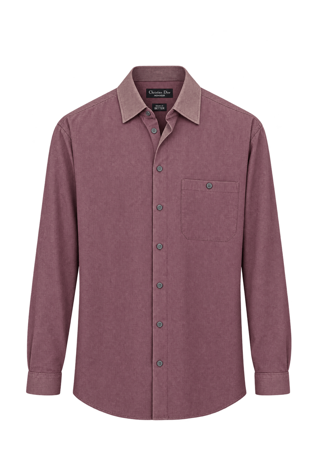 1990s Muted Mauve Burgundy Woven Shirt - Front View