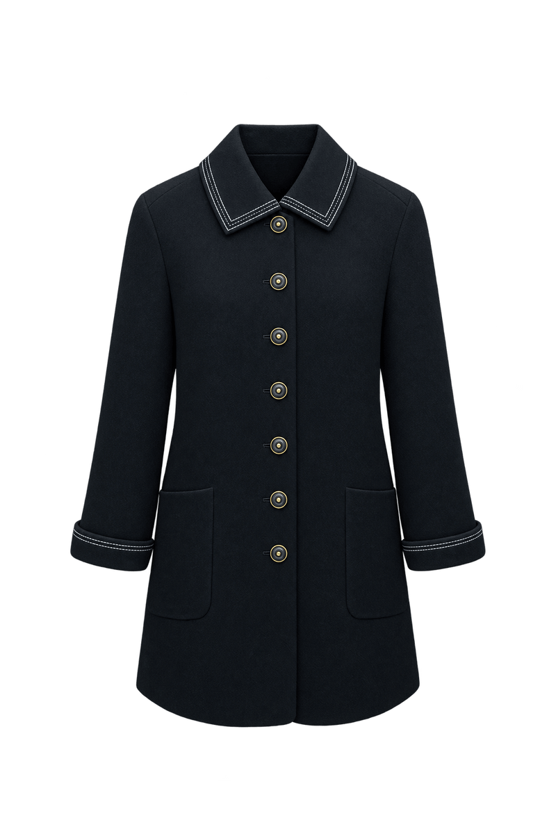 1980s Black Woven Fabric Jacket - Front View