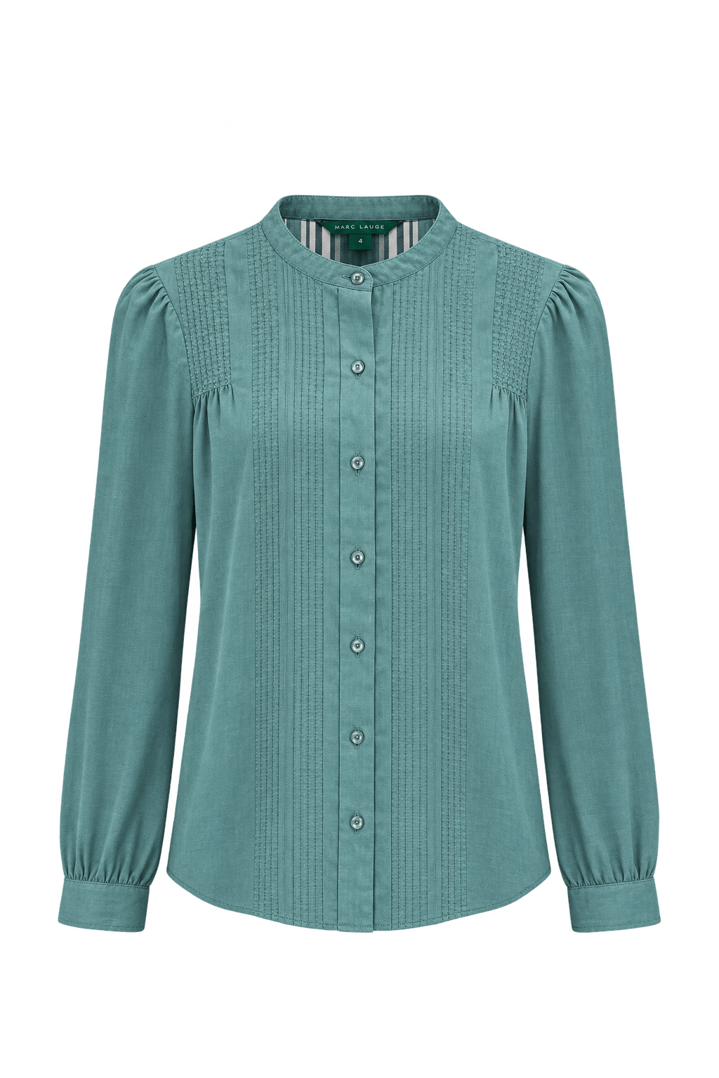 1990s Muted Blue-Green Woven Blouse - Front View