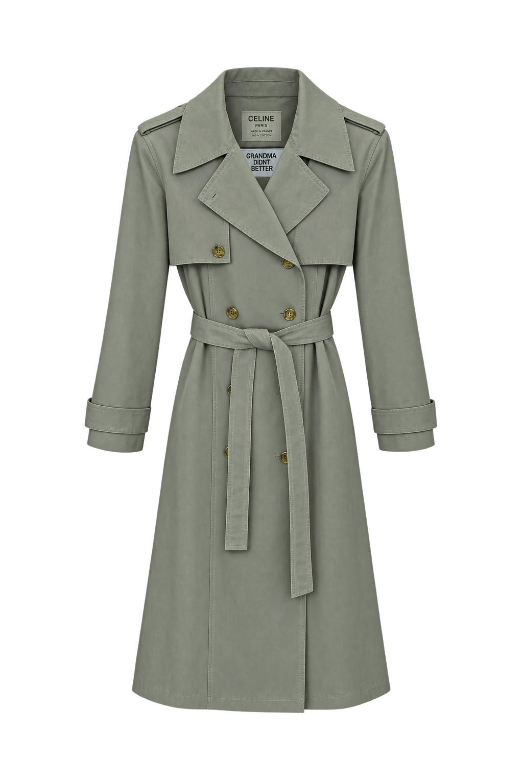 1980s Light Beige Woven Trench Coat - Front View
