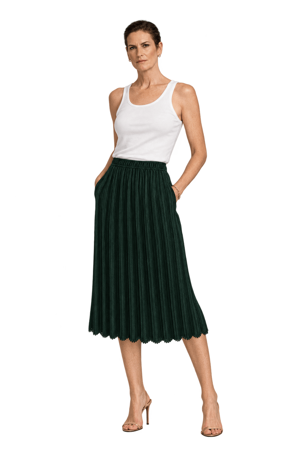 1990s Black Pleated Synthetic Skirt - Model