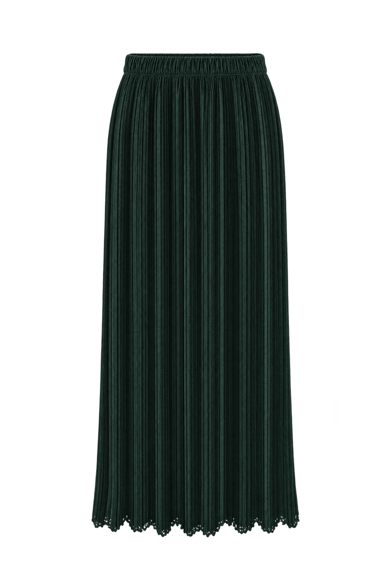 1990s Black Pleated Synthetic Skirt - Front View