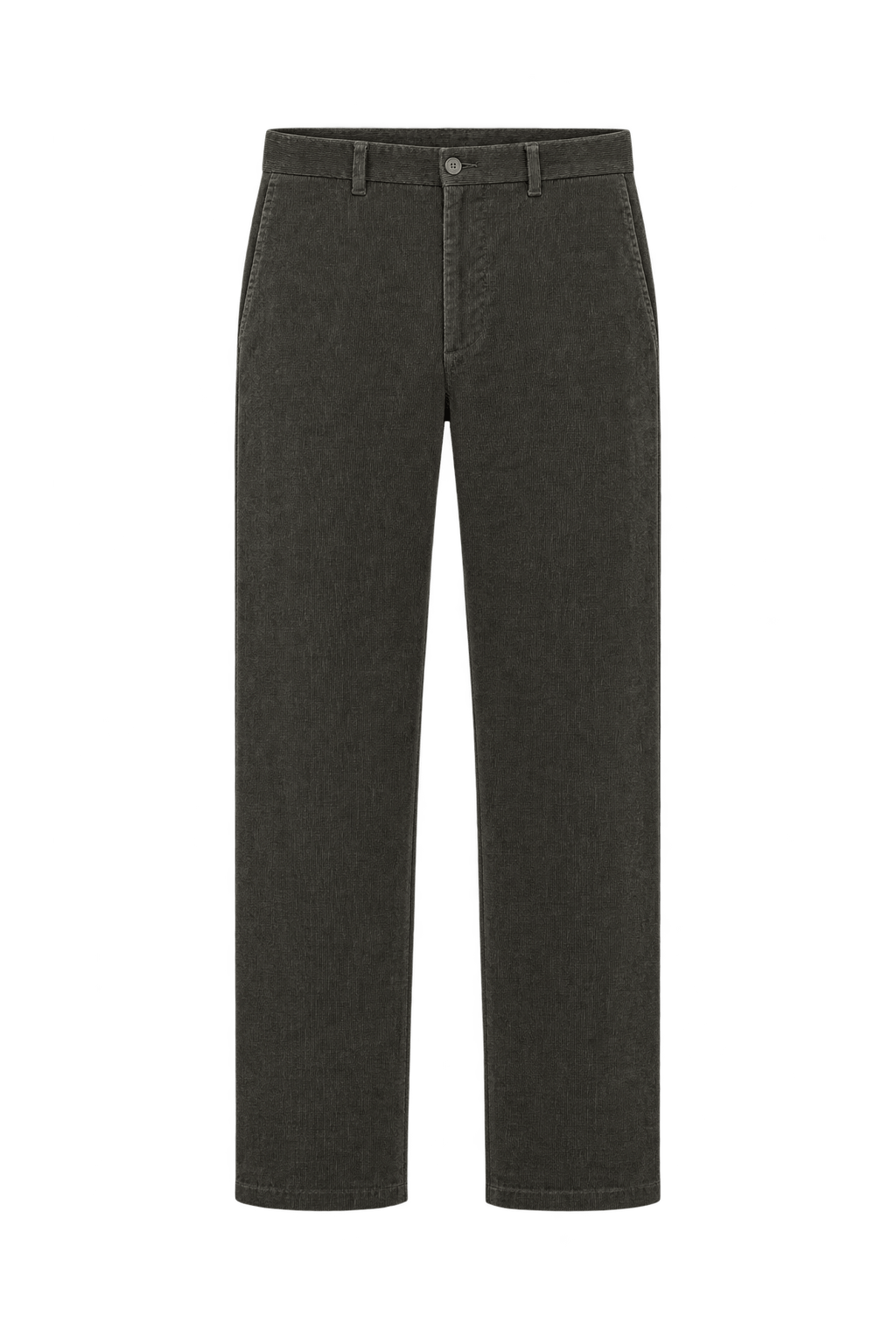 1990s Dark Olive Green Cotton Corduroy Trousers - Front View