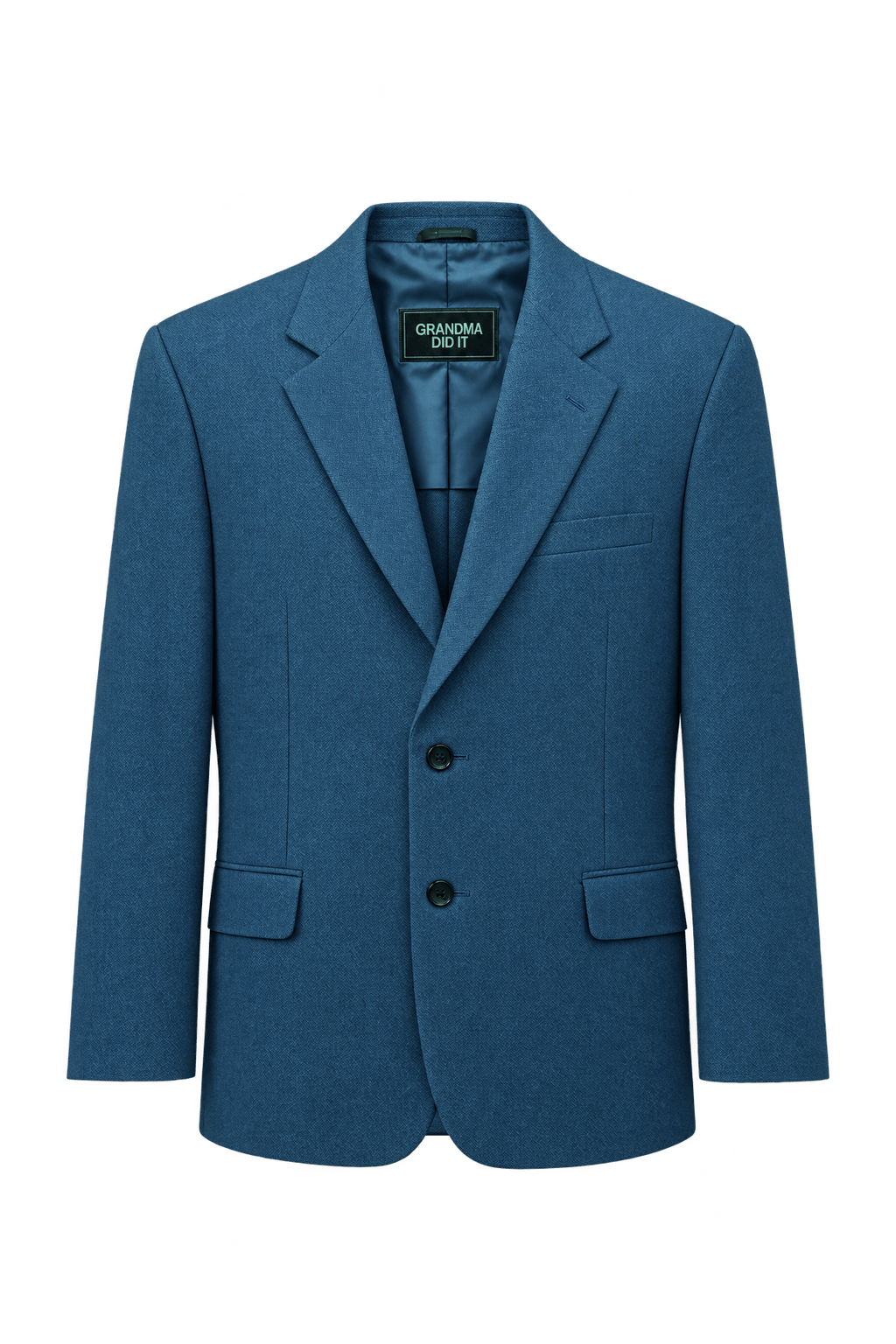 1990s Teal Blue Woven Blazer - Front View
