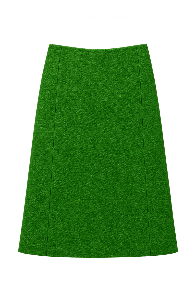 1960s Bright Grass Green Woven Skirt - Front View