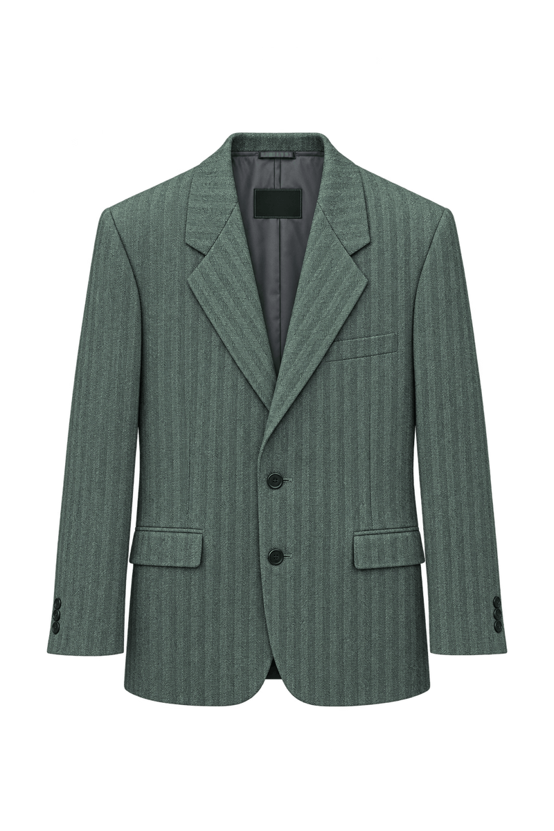 1990s Grey Woven Suiting Blazer - Front View