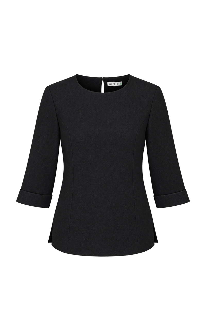 1980s Black Woven Blouse - Front View