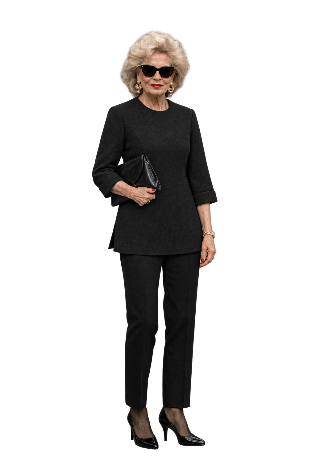 1980s Black Woven Blouse - Model