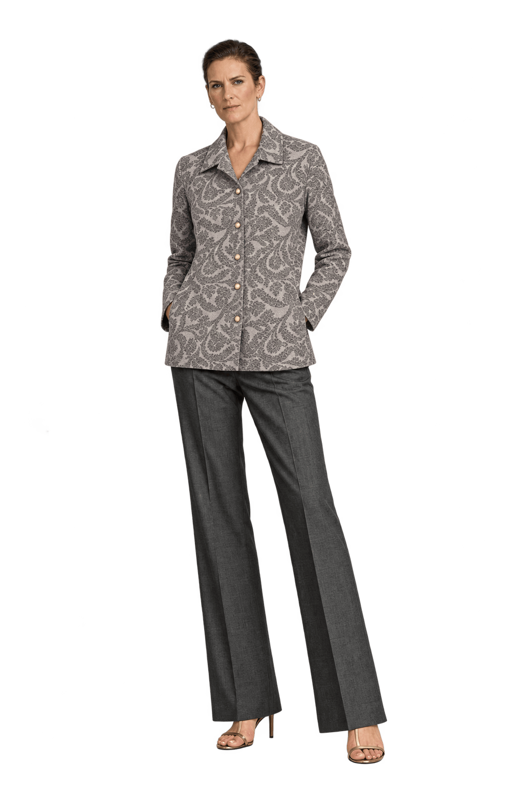 1990s Taupe Beige Knit Cardigan - Model