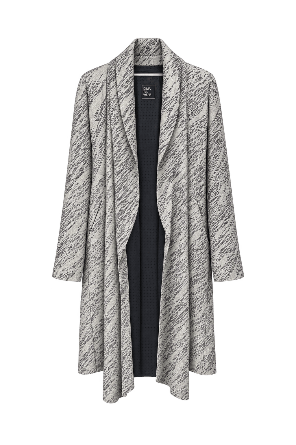 1980s Silvery Ivory Woven Coat - Front View