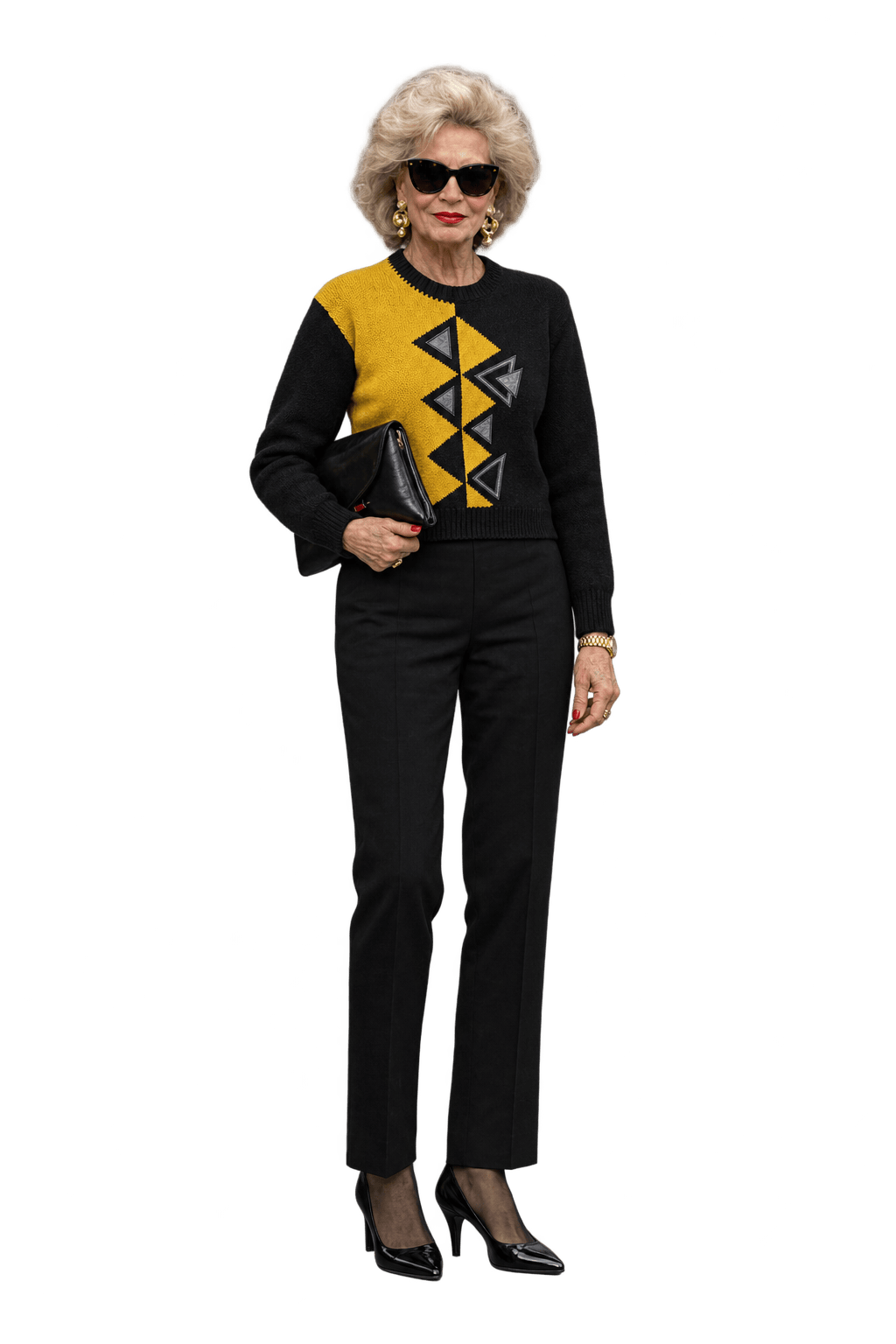 1980s Charcoal Black Knit Sweater - Model