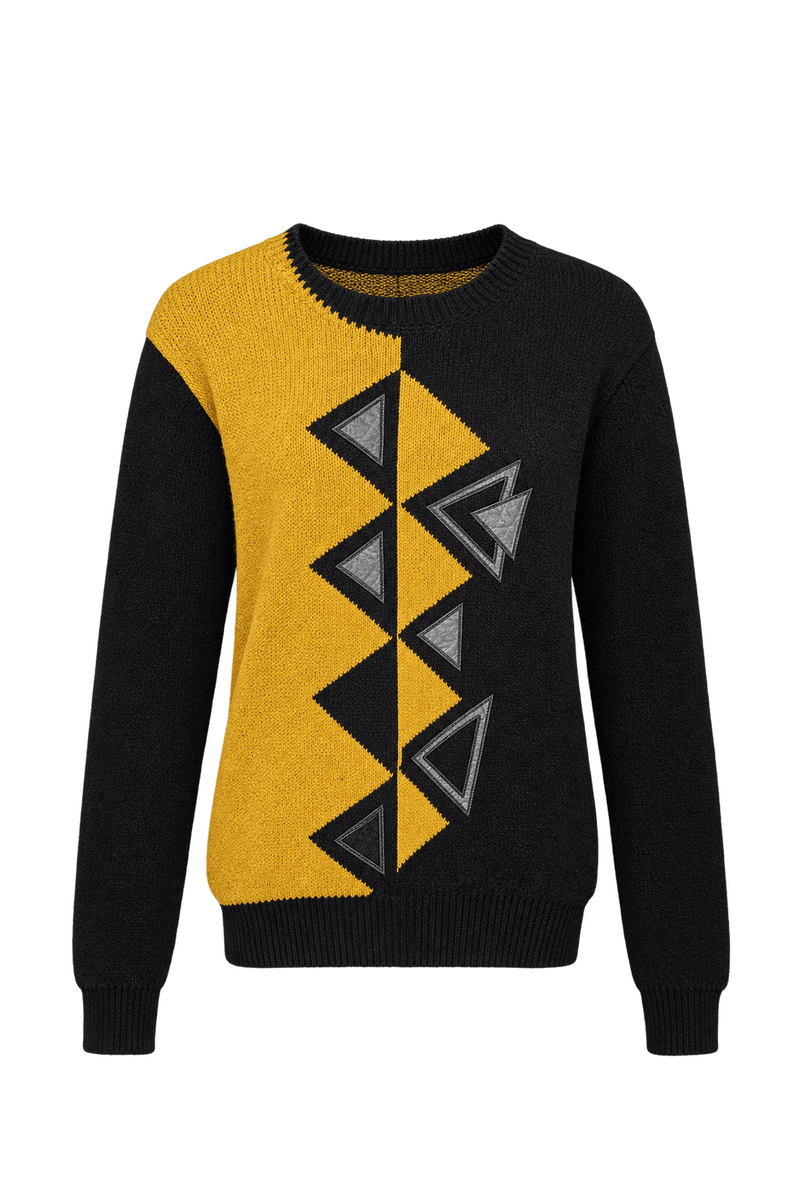 1980s Charcoal Black Knit Sweater - Front View