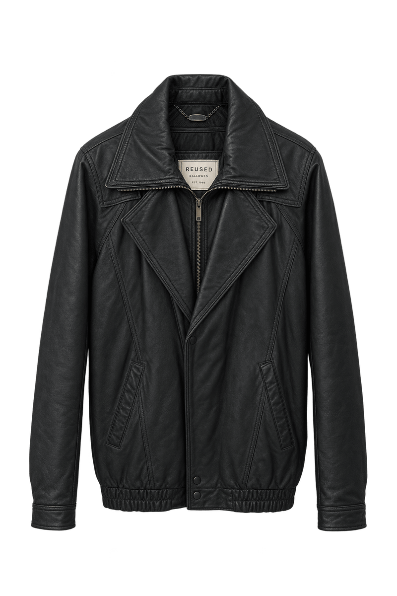 1990s Very Dark Brown Leather Jacket - Front View