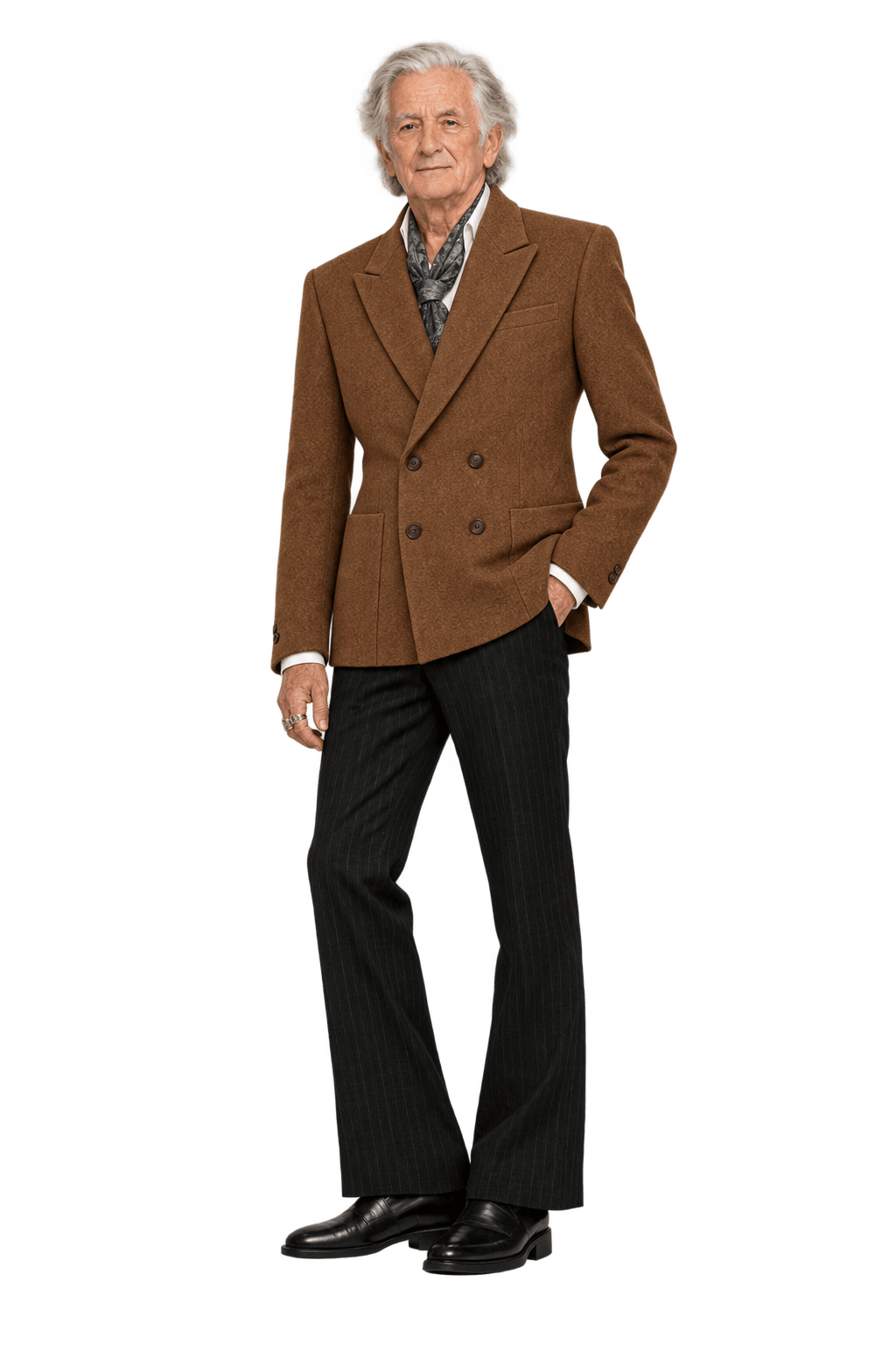 1970s Warm Medium Brown Napped Woven Blazer - Model