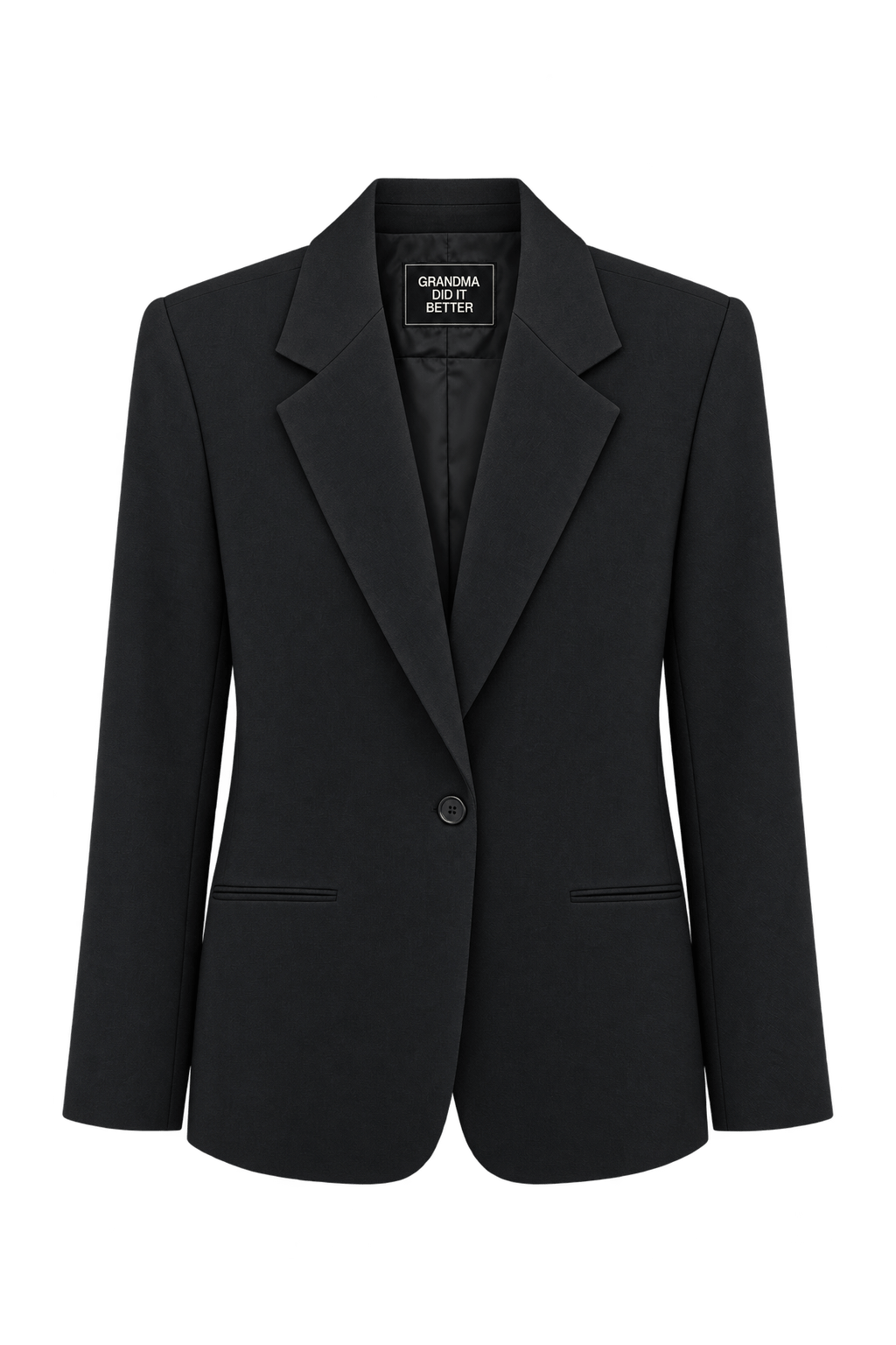 1980s Black Woven Suiting Fabric Blazer - Front View