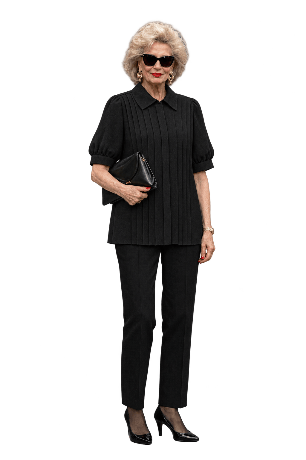 1980s Black Woven Blouse - Model