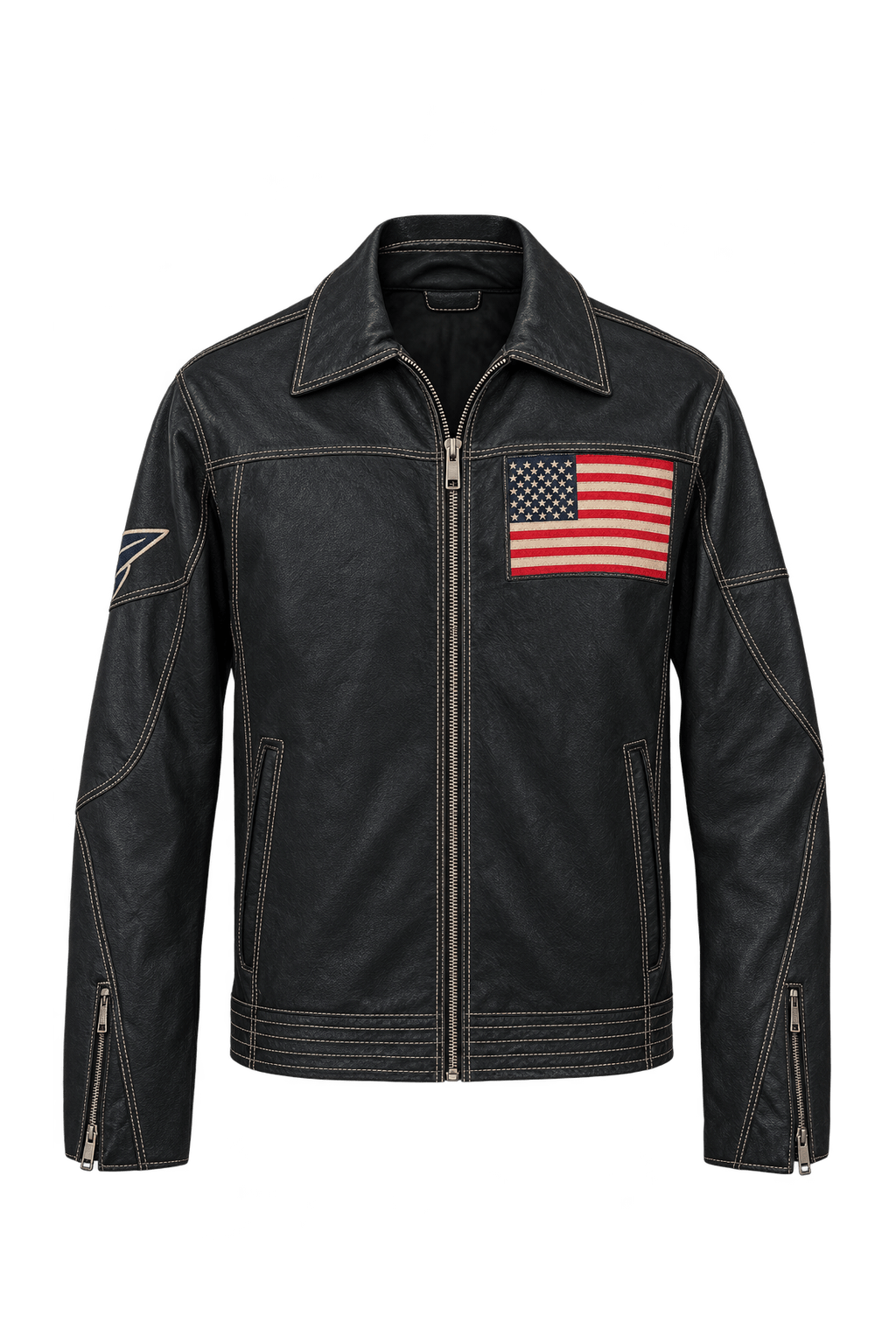 1990s Black Leather Jacket - Front View