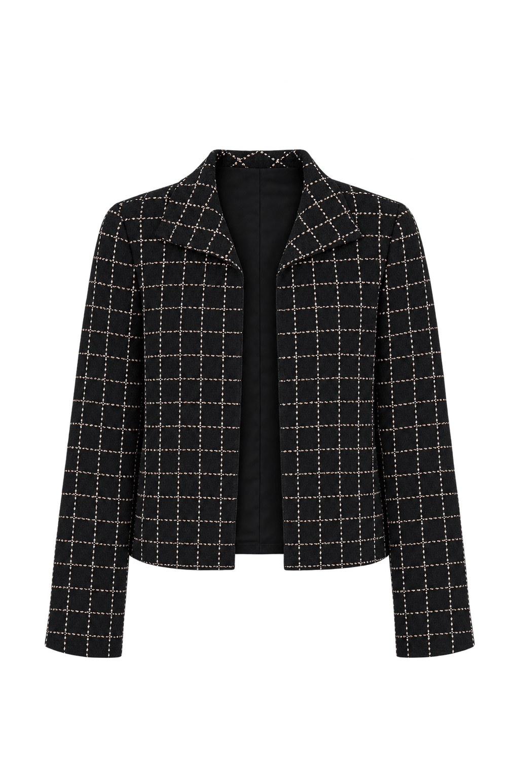 1990s Black Woven Fabric Jacket - Front View