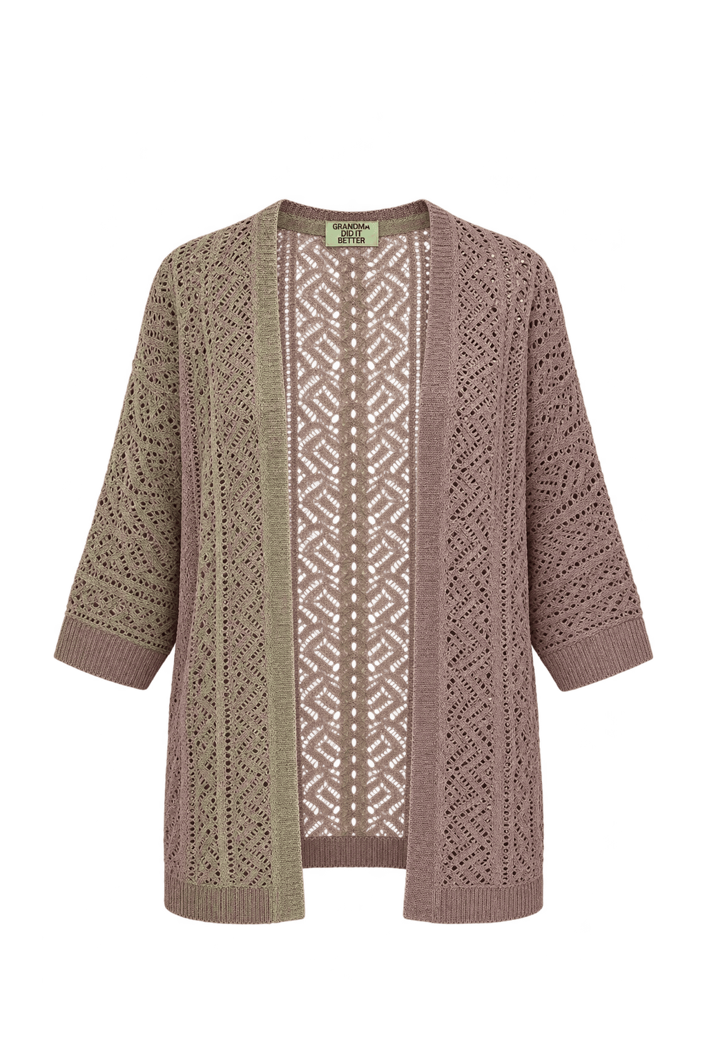 1970s Dusty Taupe Knit Cardigan - Front View