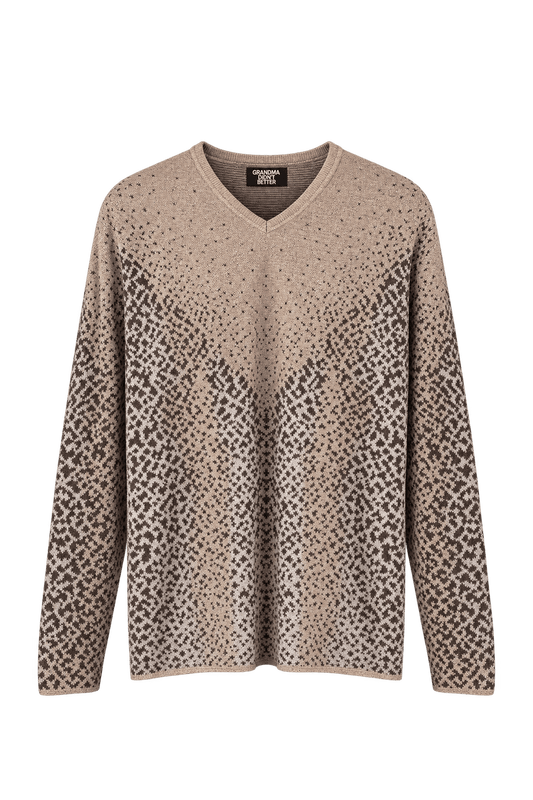1970s Taupe Beige Knit Sweater - Front View