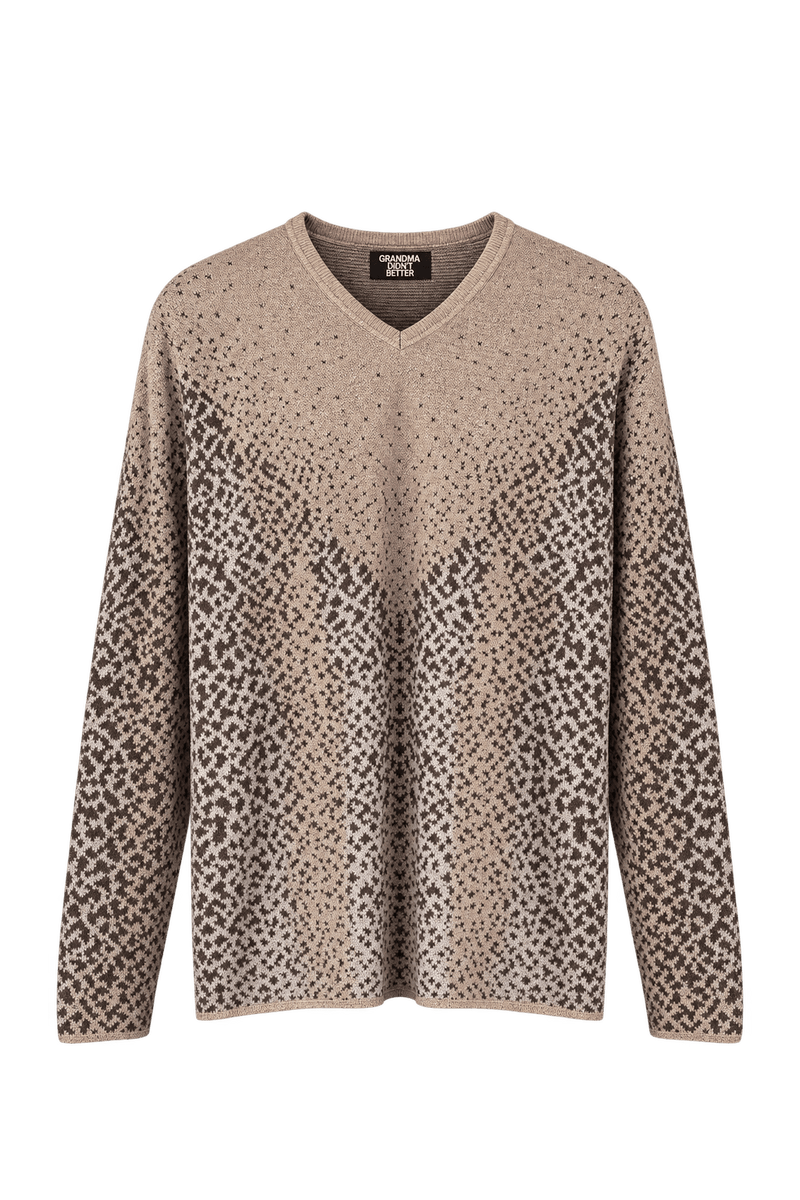 1970s Taupe Beige Knit Sweater - Front View